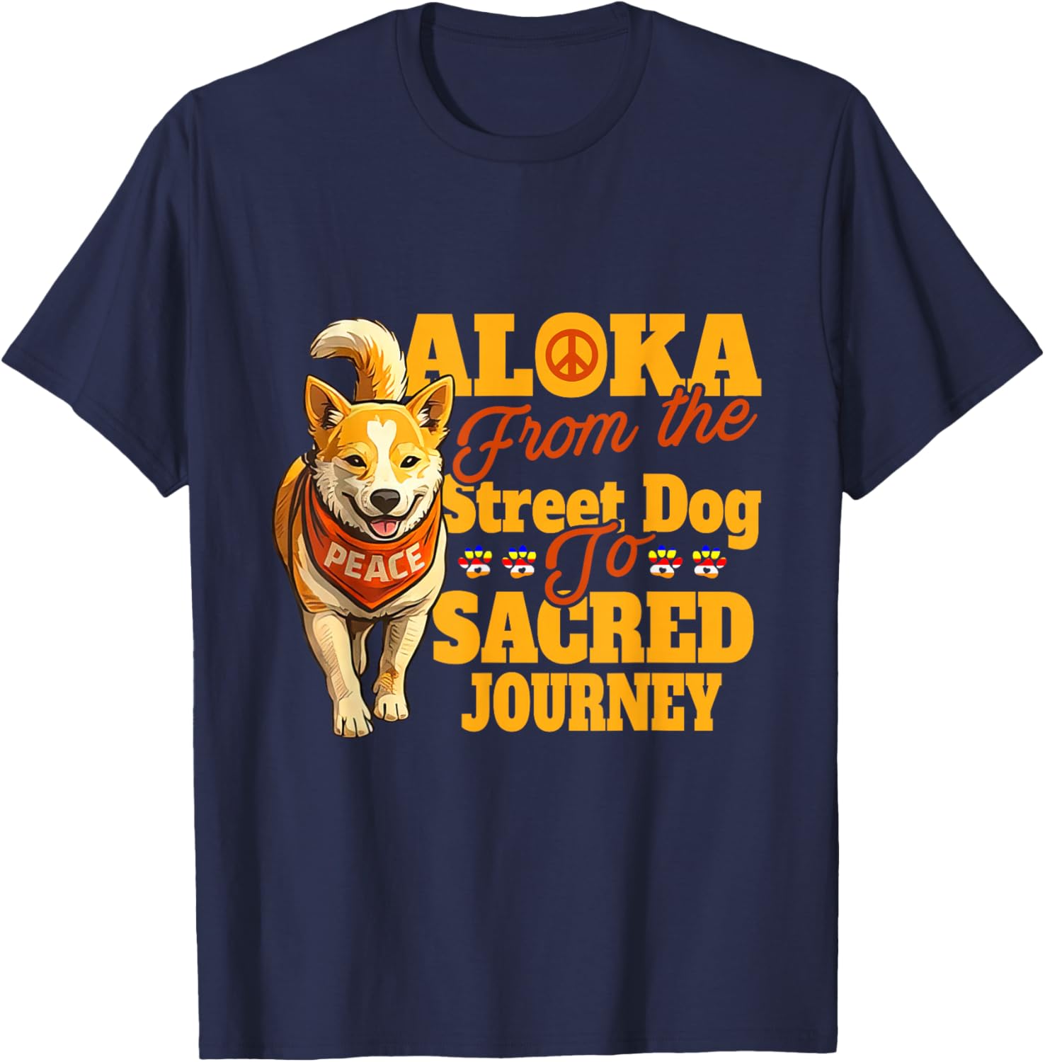 Aloka Dog from The Street Dog to Sacred Journey T-Shirt - T-Shirt | Navy