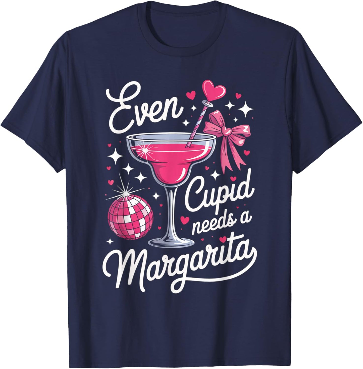 Even Cupid Needs A Margarita Valentine´s Day T-Shirt - T-Shirt | Navy