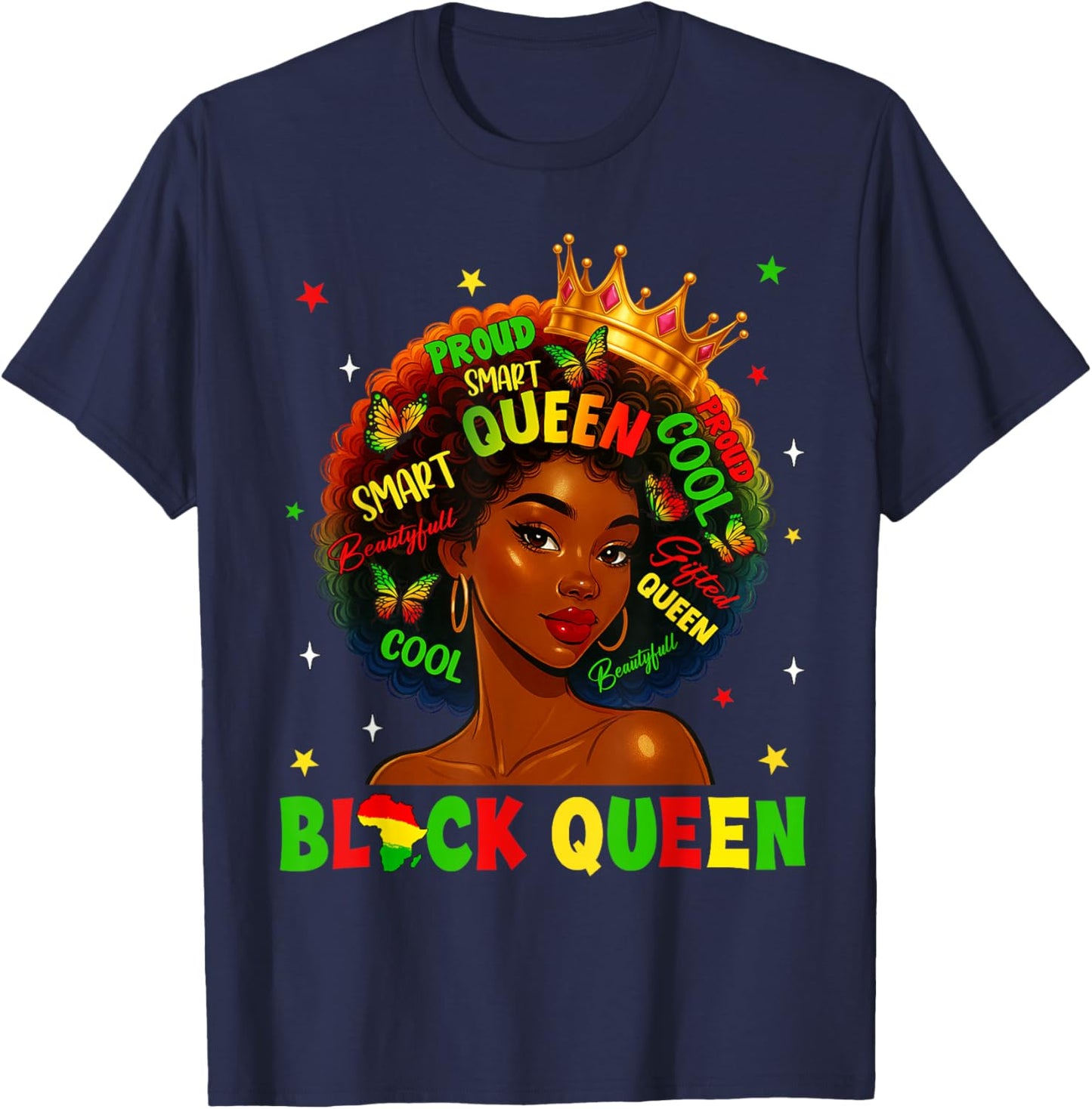 Black History Queen Black History Month Women African T-Shirt - T-Shirt | Navy