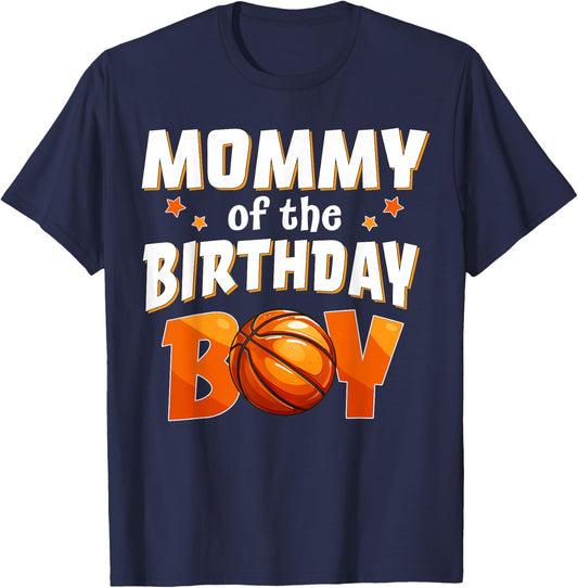 Mommy of The Birthday Boy Basketball Family Matching Sport T-Shirt - T-Shirt | Navy