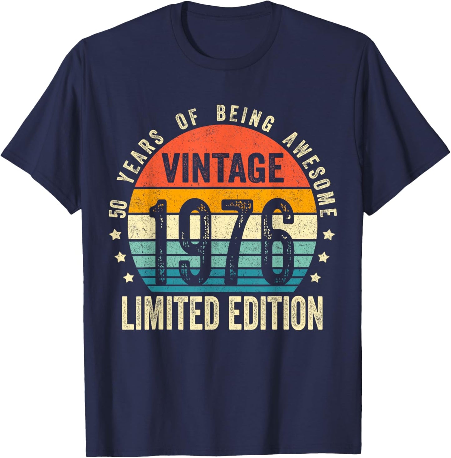 Vintage 1976 50th Birthday Gift Men Women 50 Years Old T-Shirt - T-Shirt | Navy