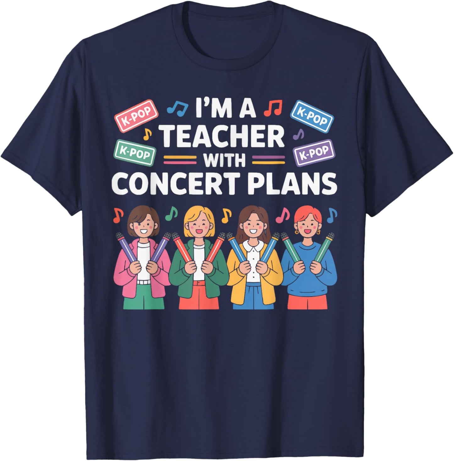 K-Pop Dance Korean Pop Music School Teacher South Korea Kpop T-Shirt - T-Shirt | Navy
