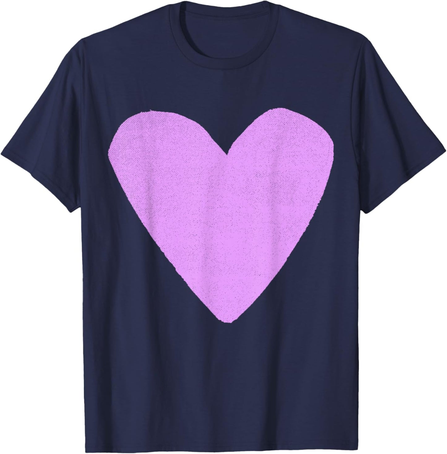 Boho Tops Valentines Day Cute Girls Lavender Heart T-Shirt - T-Shirt | Navy