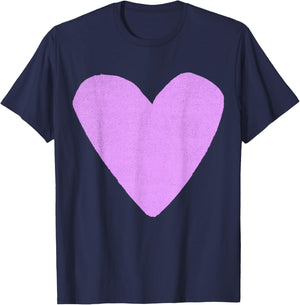 Boho Tops Valentines Day Cute Girls Lavender Heart T-Shirt - T-Shirt | Navy