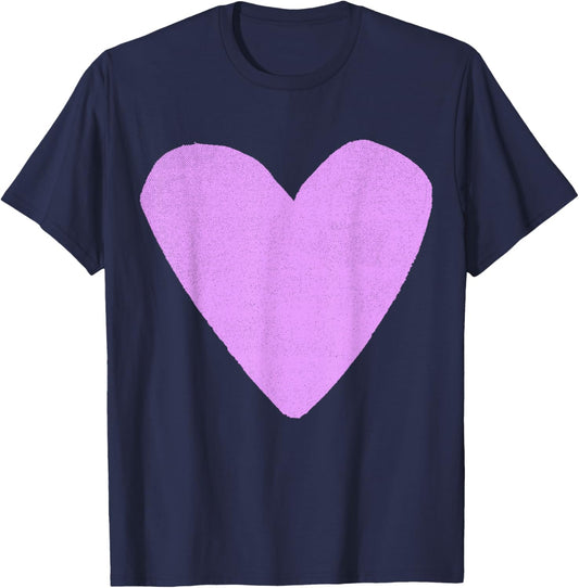 Boho Tops Valentines Day Cute Girls Lavender Heart T-Shirt - T-Shirt | Navy