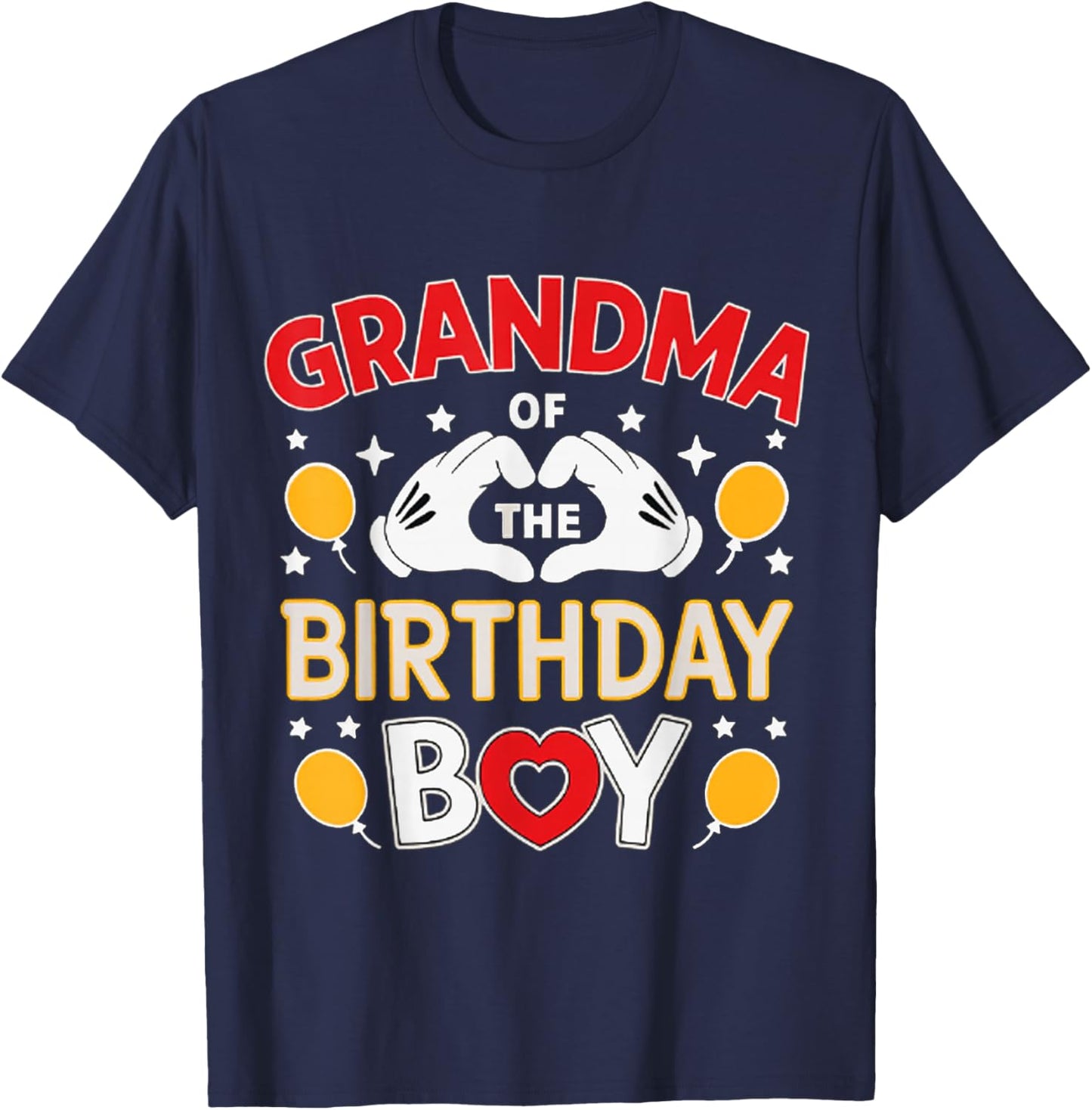 Grandma of The Birthday Boy Family Party Decor Grandson T-Shirt - T-Shirt | Navy