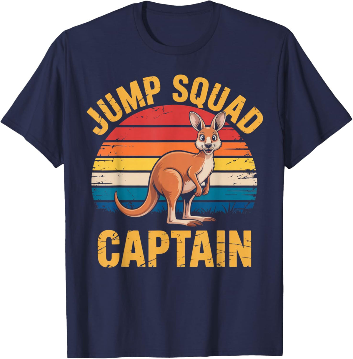 Jump Squad Captain Funny Animal Australia Vintage Kangaroo T-Shirt - T-Shirt | Navy