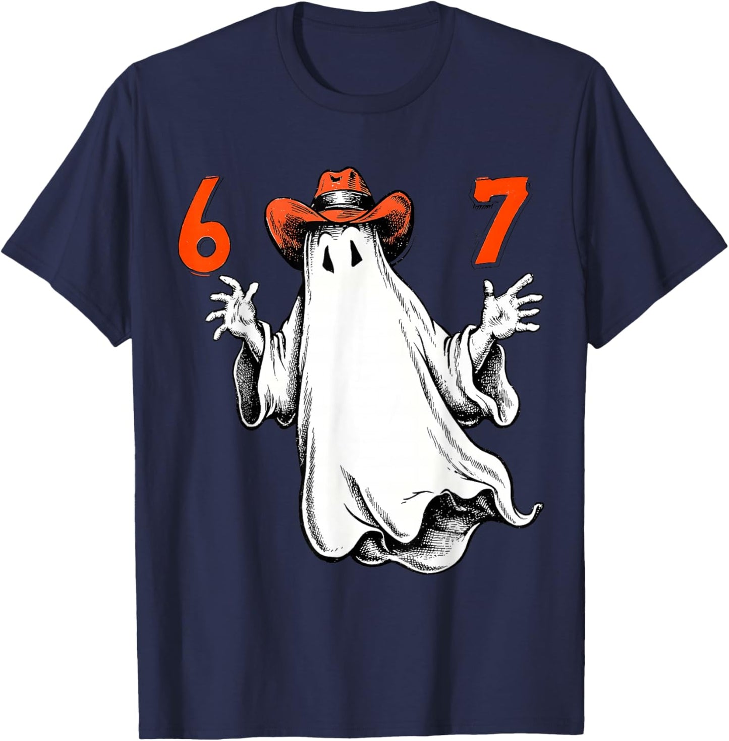 67 Halloween Funny Six Seven Meme Brainrot Ghost Kids Bruh T-Shirt - T-Shirt | Navy