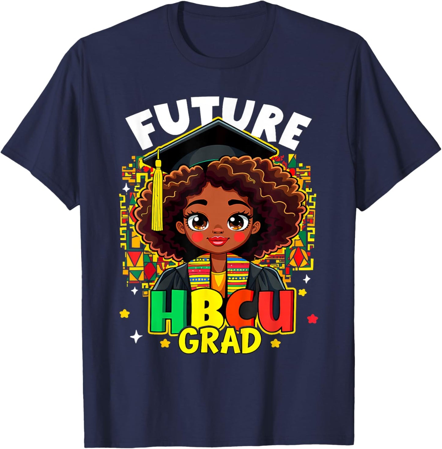 Future Hbcu Grad Kids Black Girl Afro Black History Month T-Shirt - T-Shirt | Navy