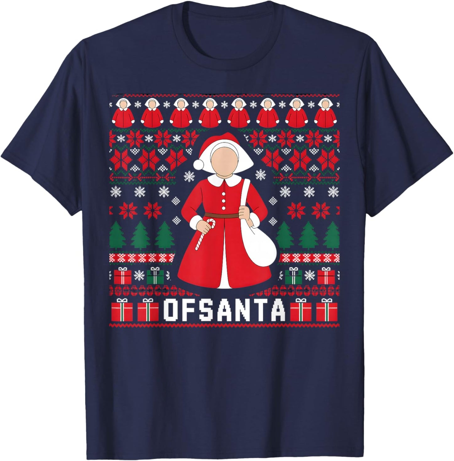 Handmaid Santa Christmas Sweater Funny Holiday T-Shirt - T-Shirt | Navy