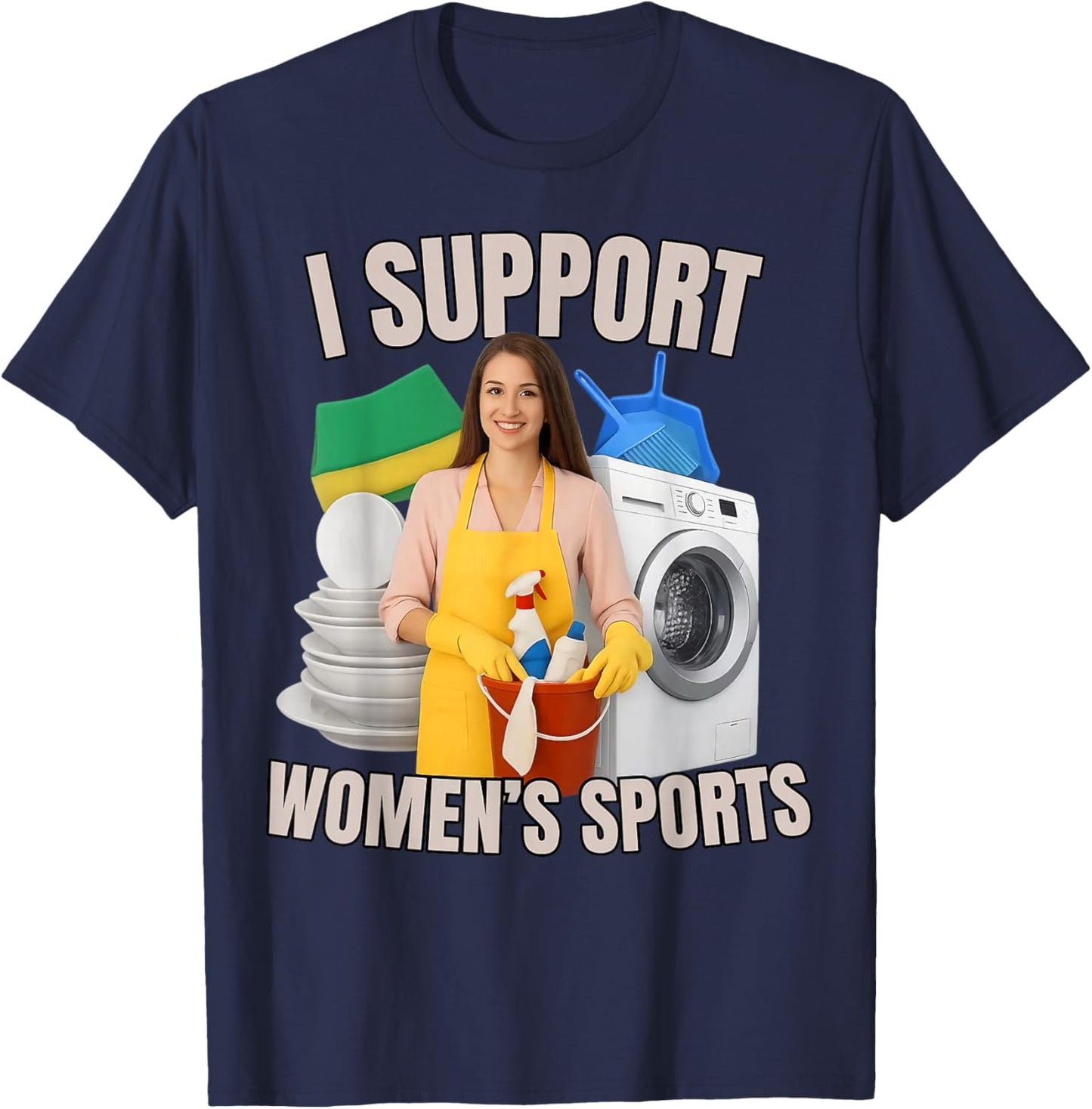 I Support Women's Sports Unwearable Aduld Humor Bootleg T-Shirt - T-Shirt | Navy