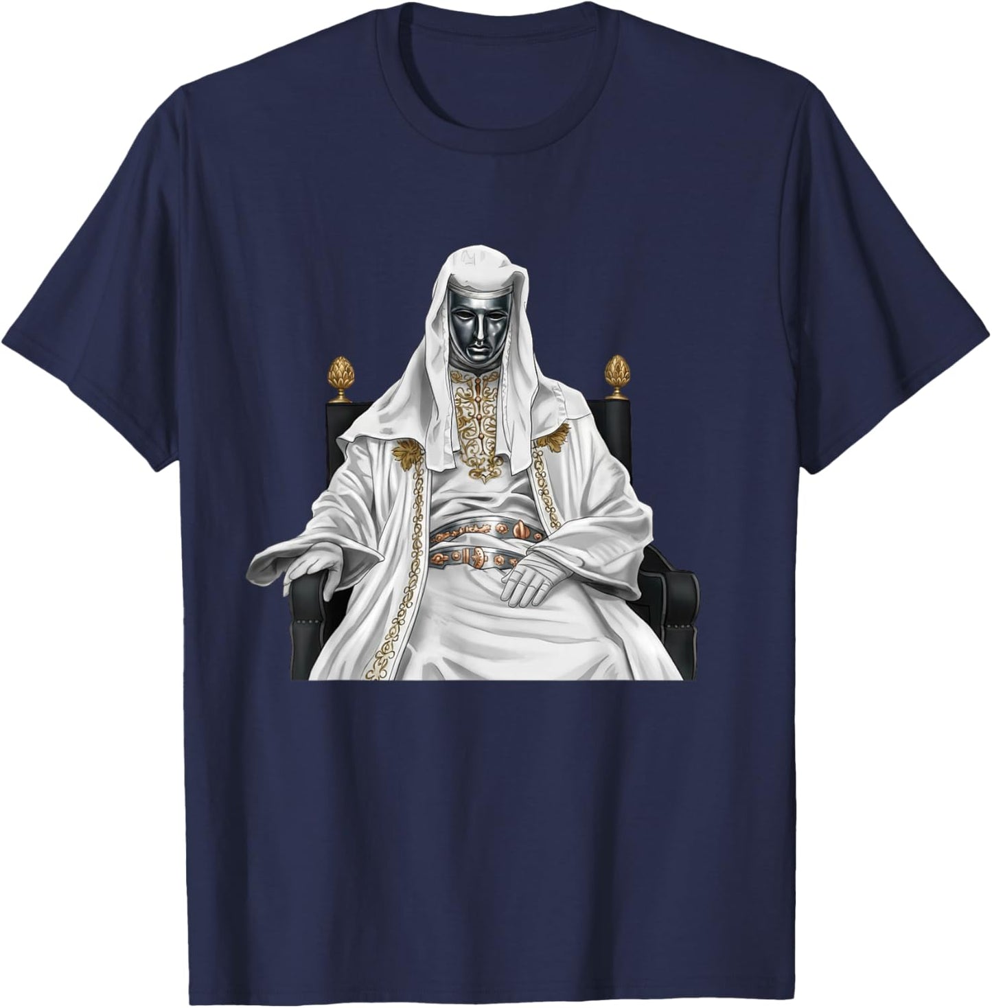 Silver Mask King Baldwin Meme T-Shirt - T-Shirt | Navy