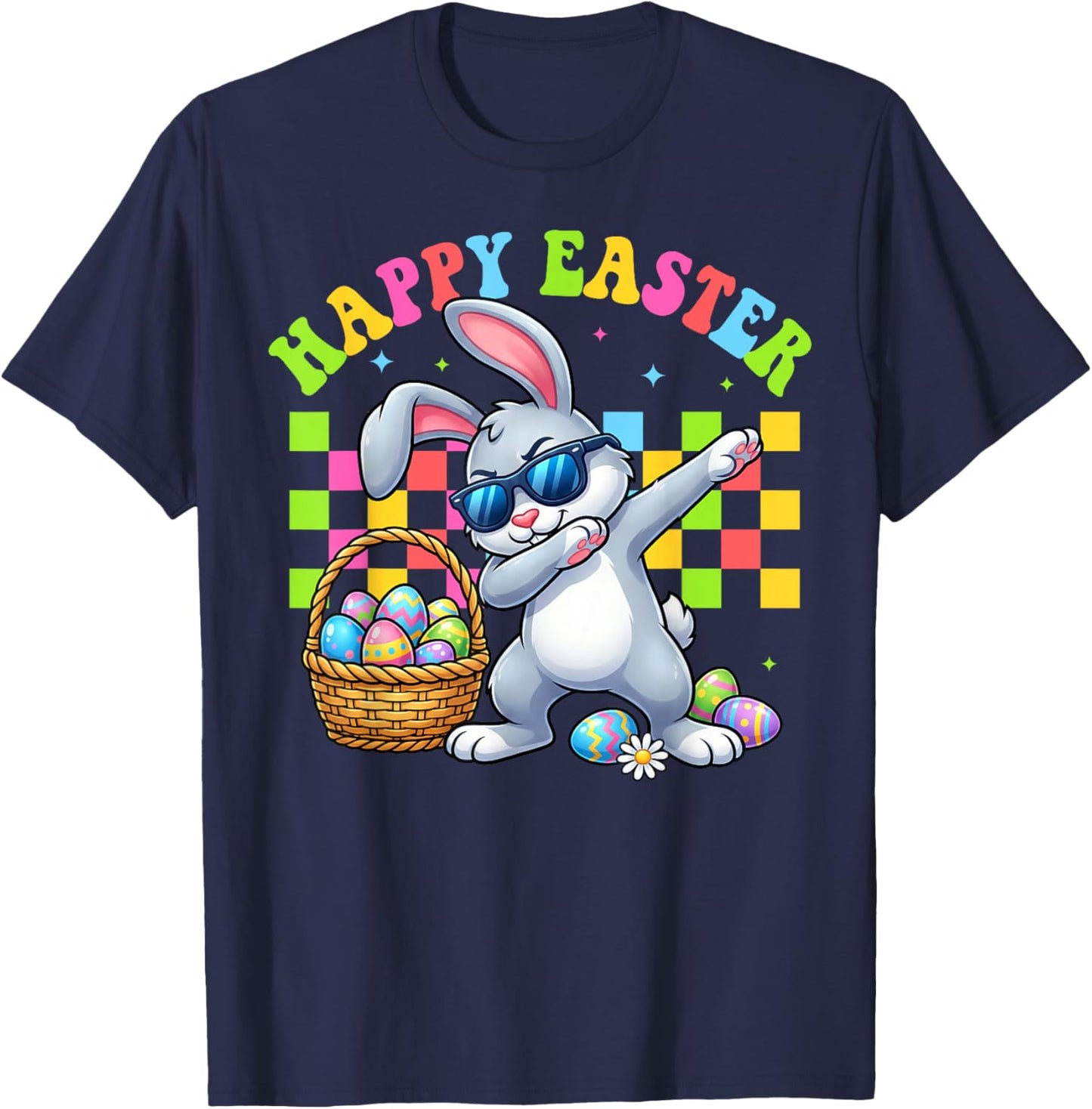 Funny Dabbing Bunny Easter Happy Easter for Boys Girls Adult T-Shirt - T-Shirt | Navy