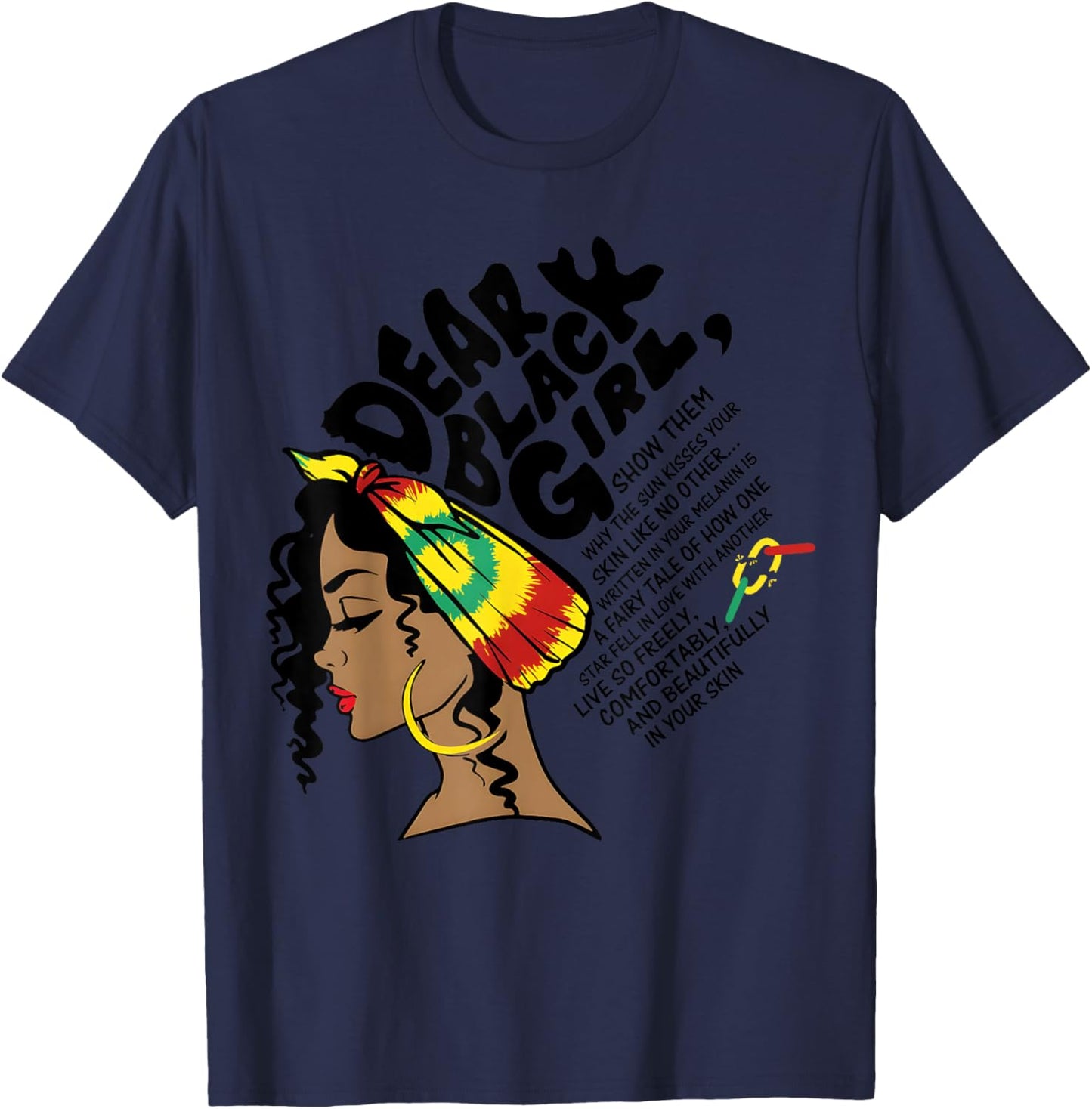Dear Black Girl Afro Queen Black History Month Pride Women T-Shirt - T-Shirt | Navy