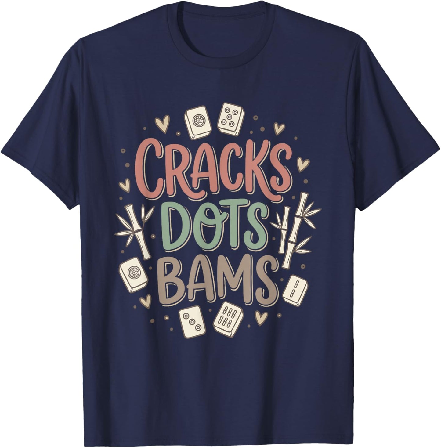 Cracks Dots Bams American Mahjong Player Mah Jongg Game Tile T-Shirt - T-Shirt | Navy