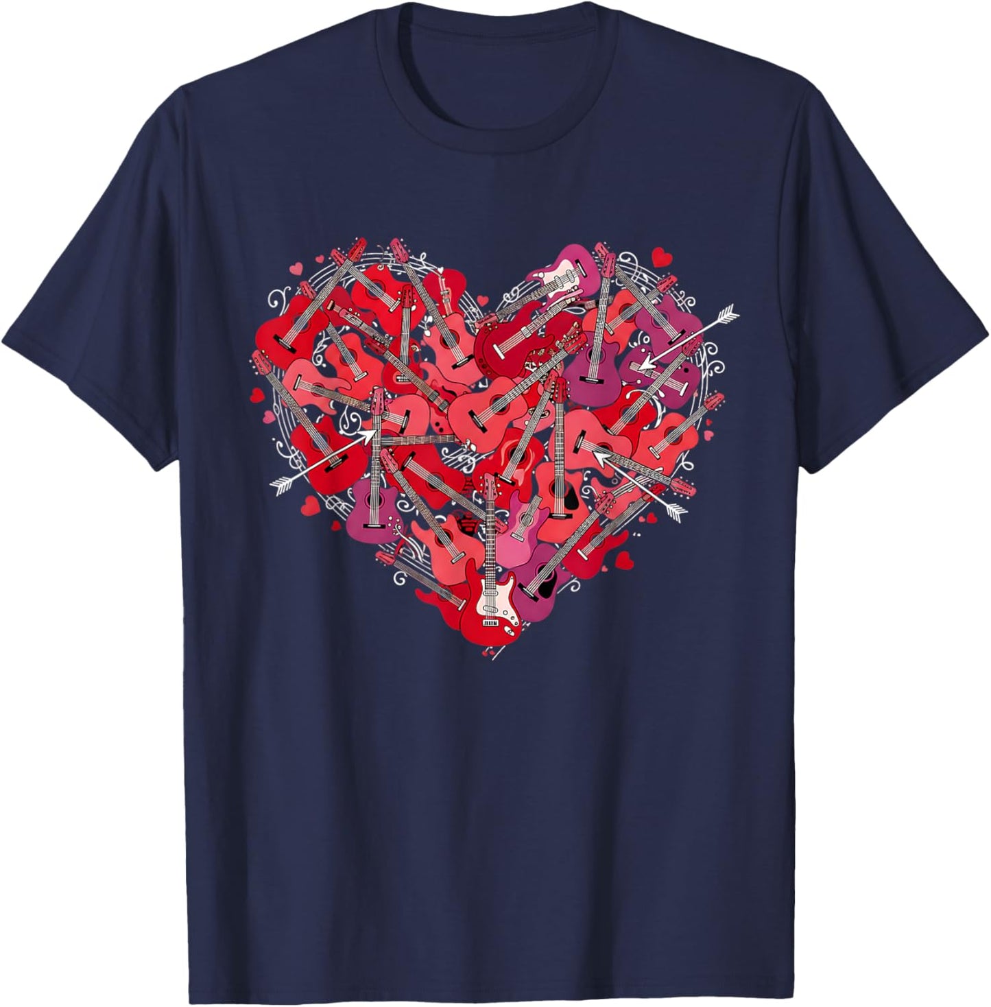 Guitar Player Heart Guitarist Love Rock Music Men Women T-Shirt - T-Shirt | Navy
