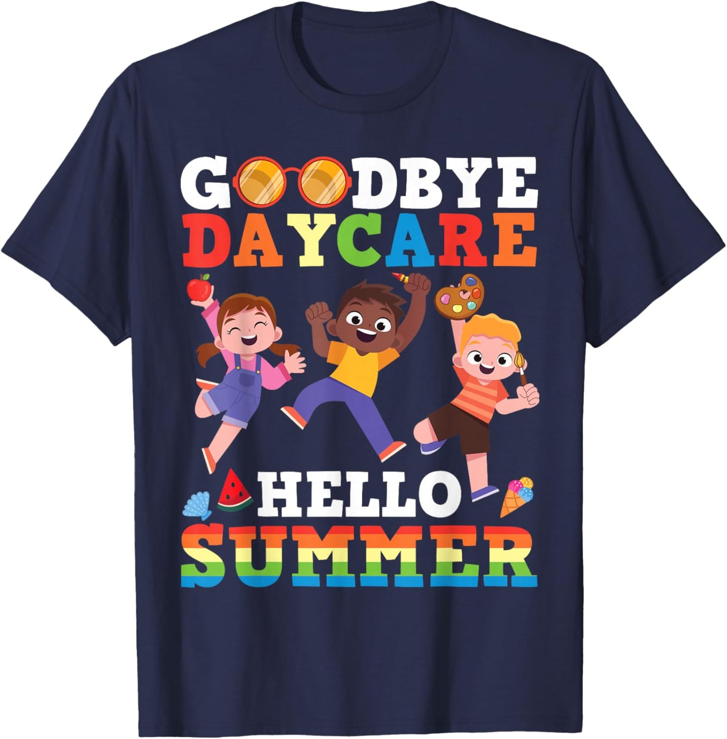 Goodbye Daycare Hello Summer Kids Graduation Party School T-Shirt - T-Shirt | Navy