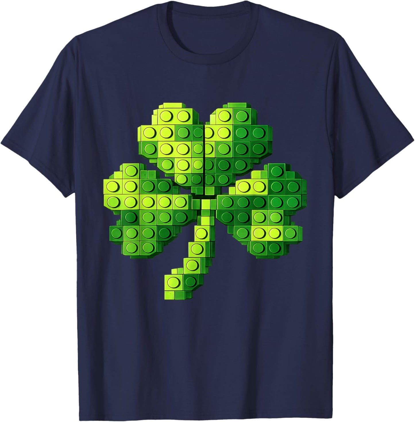 Funny Building Shamrock Blocks St Patricks Day Kids Boys T-Shirt - T-Shirt | Navy
