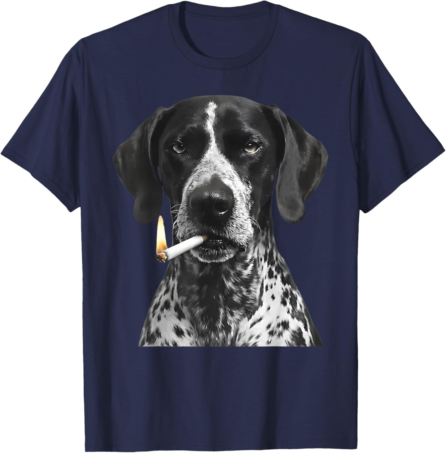 Cool German Shorthaired Pointer Smoking GSP Graphic Dog Mom T-Shirt - T-Shirt | Navy