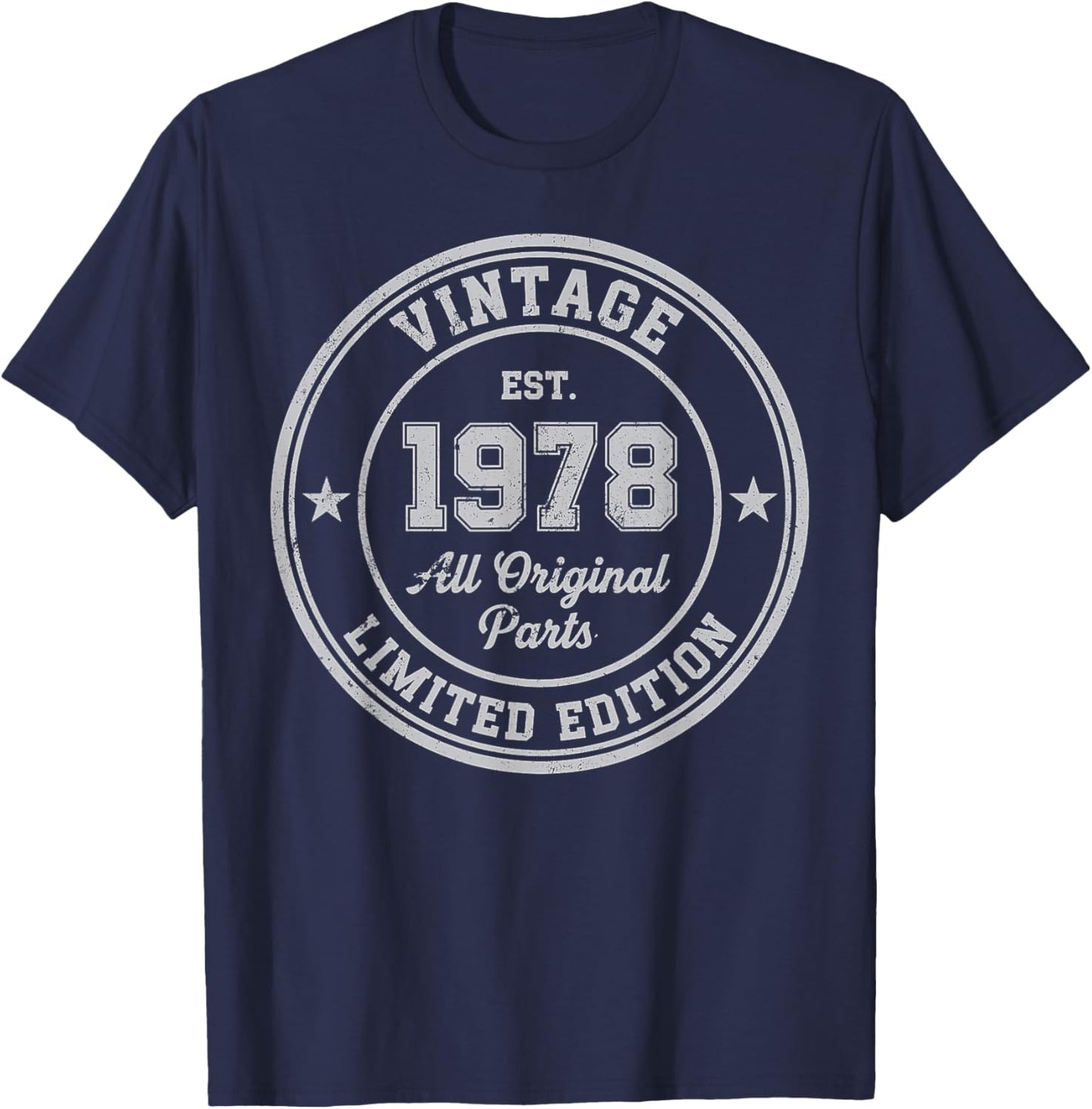 Vintage 1978 All Original Parts 48 Birthday Limited Edition T-Shirt - T-Shirt | Navy