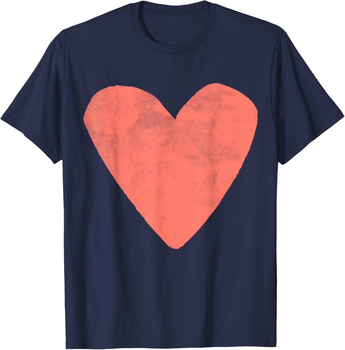 Cute Valentines Day Designer Heart Salmon Pink Valentine T-Shirt - T-Shirt | Navy