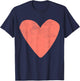 Cute Valentines Day Designer Heart Salmon Pink Valentine T-Shirt - T-Shirt | Navy