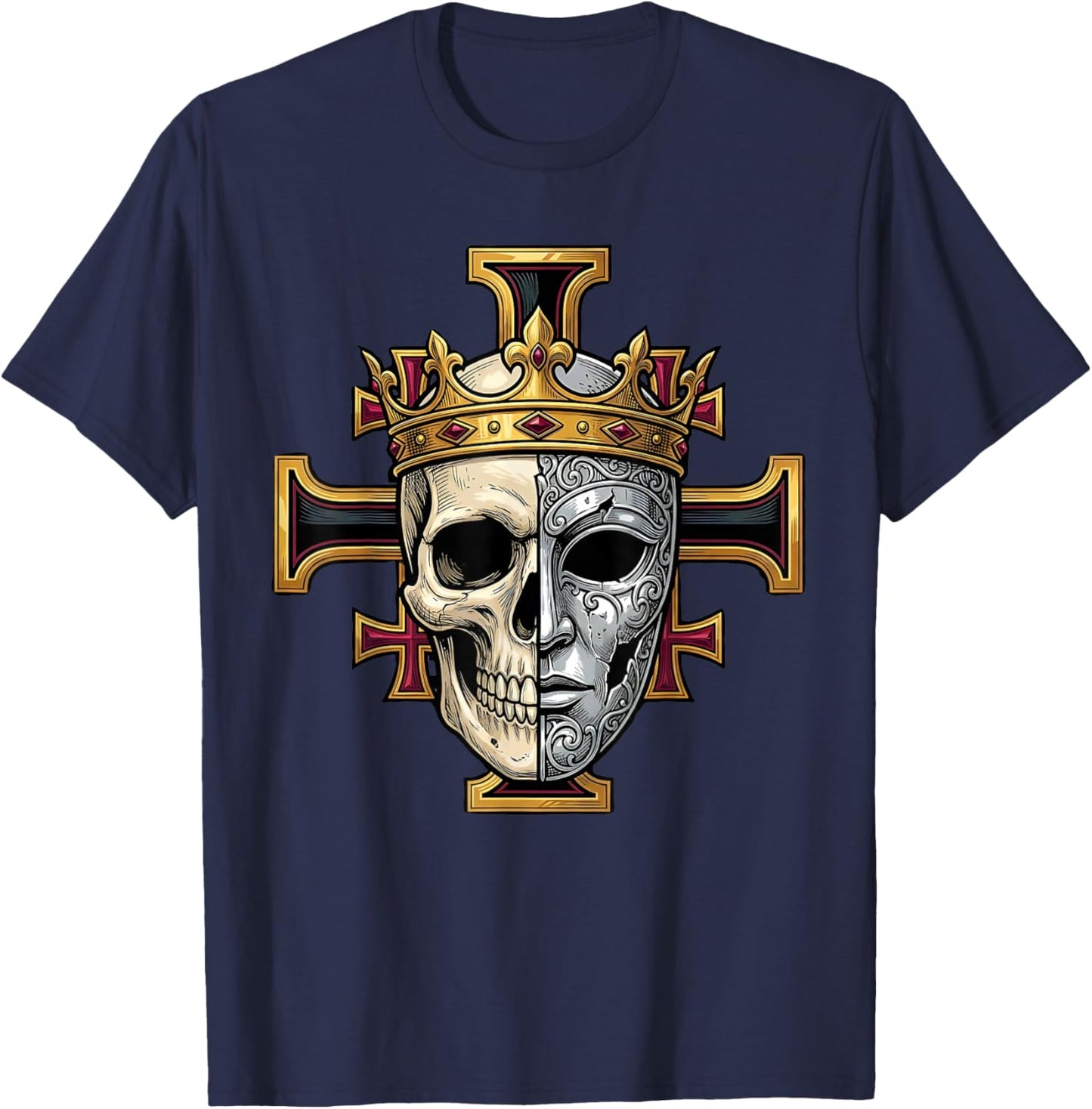 King Baldwin IV Jerusalem Cross Catholic T-Shirt - T-Shirt | Navy
