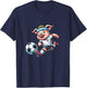 Football Pig Mascot Playing Soccer Cartoon Striker T-Shirt - T-Shirt | Navy