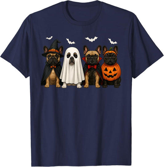 French Bulldog Ghost Dogs Halloween Costume Men Women Kids T-Shirt - T-Shirt | Navy