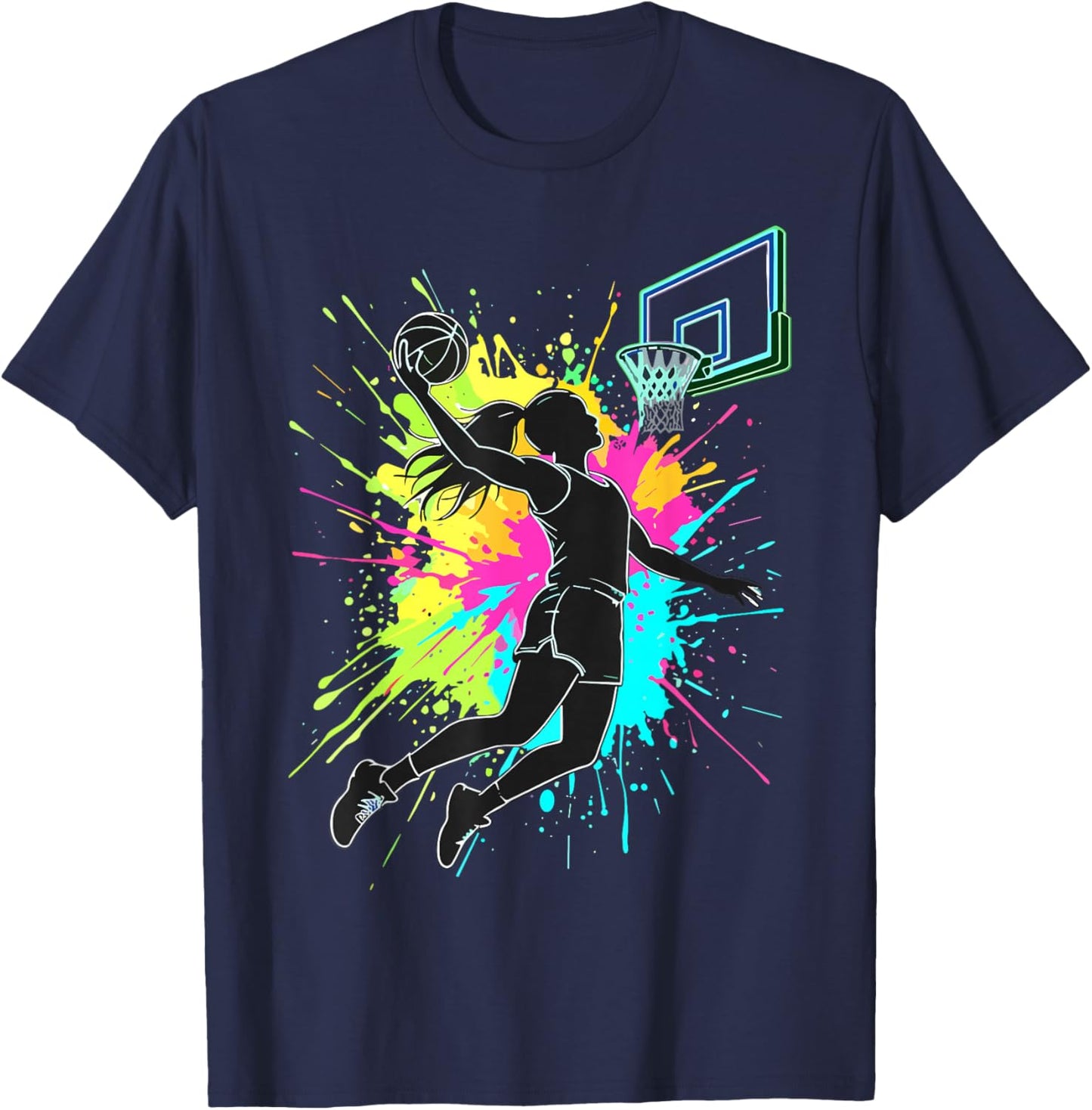 Colorful Basketball Splash T-Shirt - T-Shirt | Navy