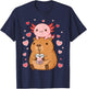 Cute Kawaii Axolotl Capybara Bubble Tea Boys Girls Valentine T-Shirt - T-Shirt | Navy