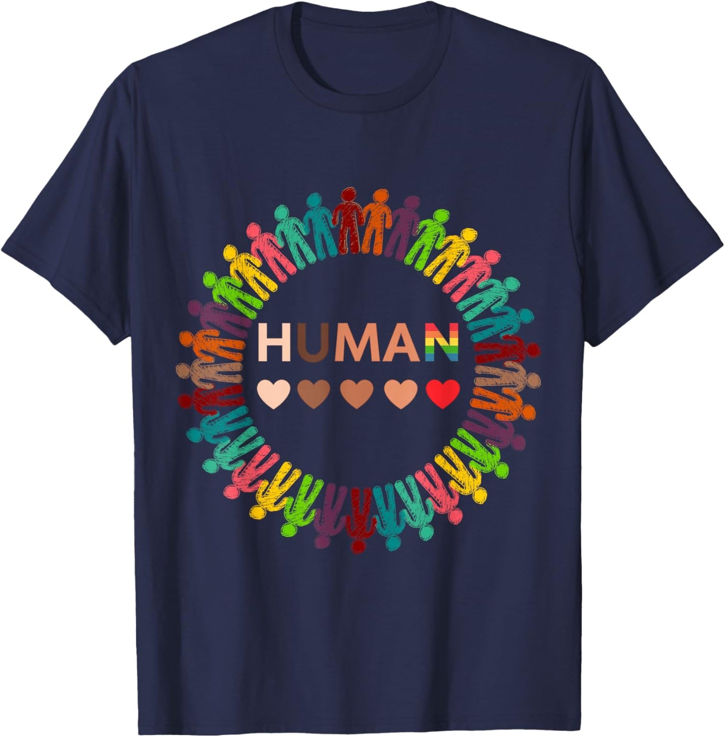 All-Inclusive Hearts for BLM Racial Justice & Human Equality T-Shirt - T-Shirt | Navy