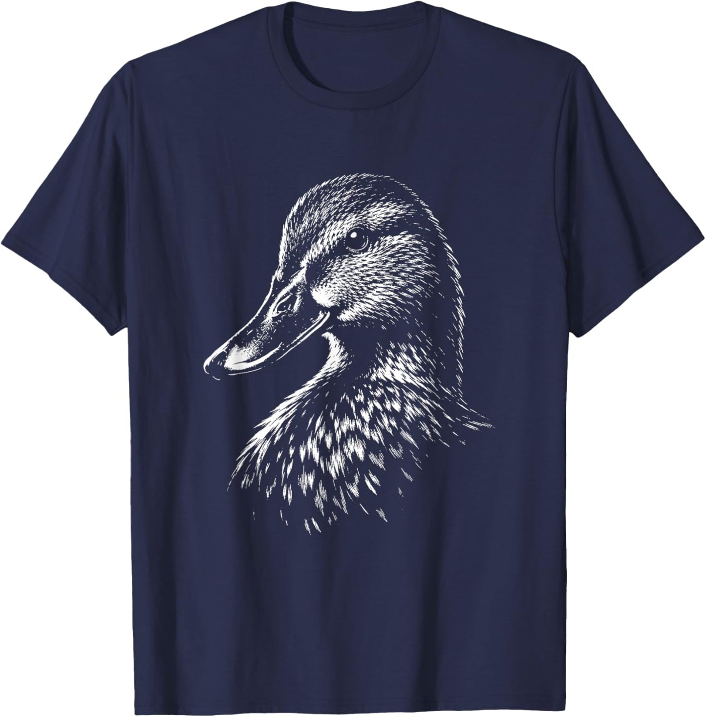 Duck Portrait Black and White Animal Lover T-Shirt - T-Shirt | Navy