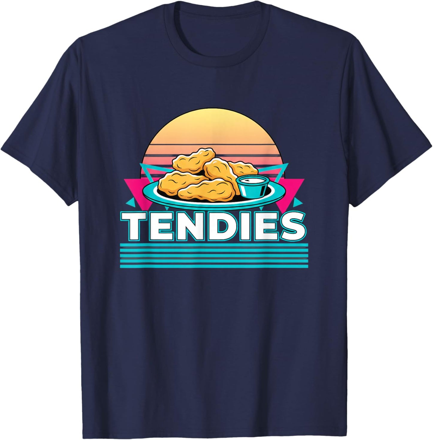 Chicken Tendies Retro Plate, TENDIES Fan Pride T-Shirt - T-Shirt | Navy