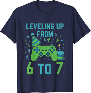 Leveling-Up from 6 to 7 Kids Gaming 7th Birthday T-Shirt - T-Shirt | Navy