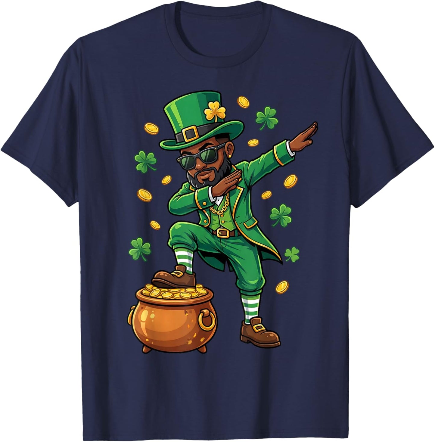 St Patricks Day Dabbing Leprechaun Boys Girls Men Dab T-Shirt - T-Shirt | Navy