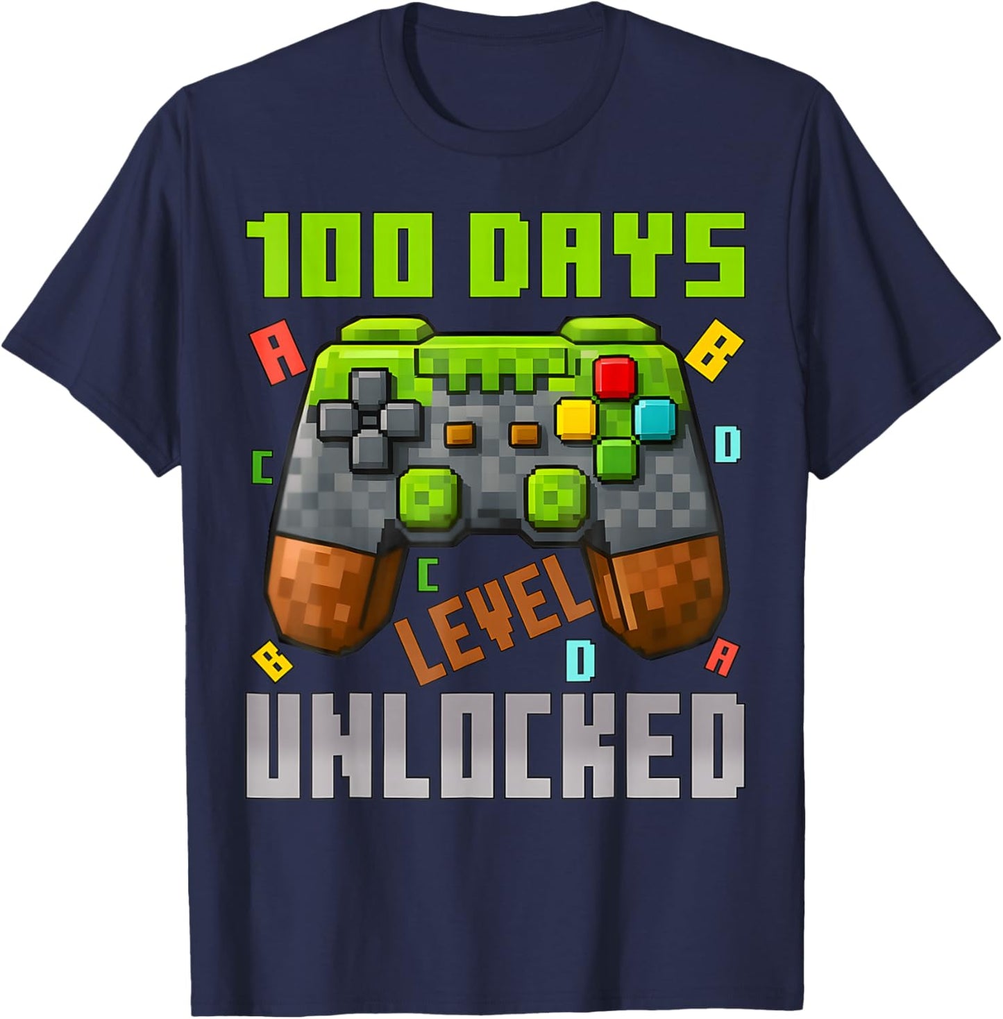 100 Days Level Unlocked Gaming 100 Days of School Boys Girls T-Shirt - T-Shirt | Navy