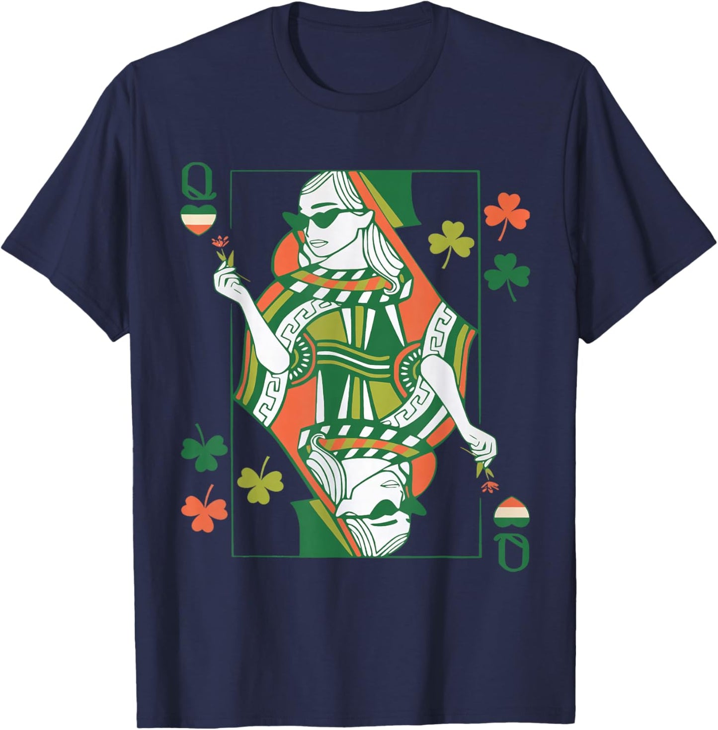 Queen of Shamrocks St Patricks Day Ireland Pride Women Girls T-Shirt - T-Shirt | Navy