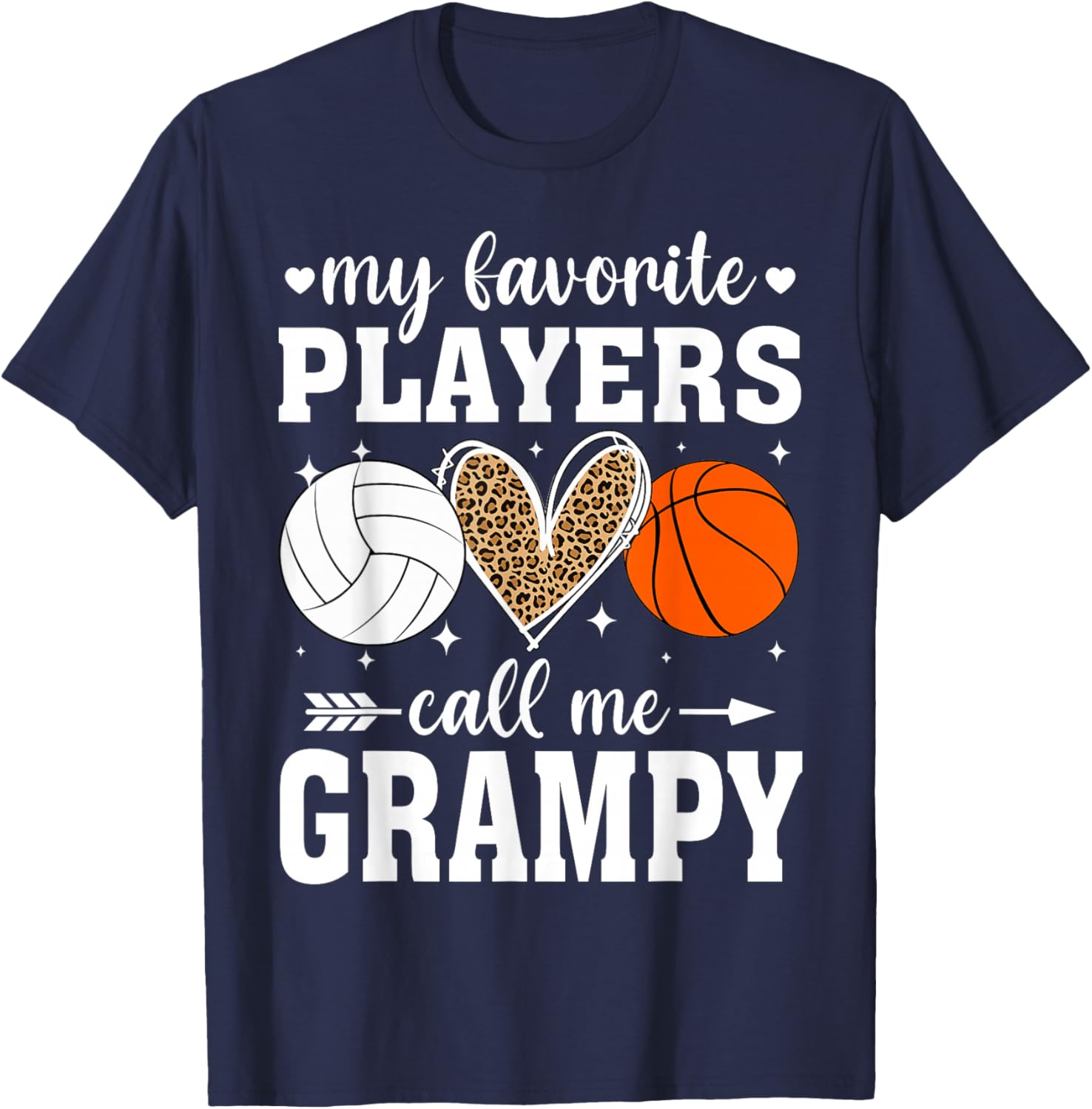 My Favorite Players Call Me Grampy Volleyball Basketball T-Shirt - T-Shirt | Navy