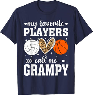 My Favorite Players Call Me Grampy Volleyball Basketball T-Shirt - T-Shirt | Navy