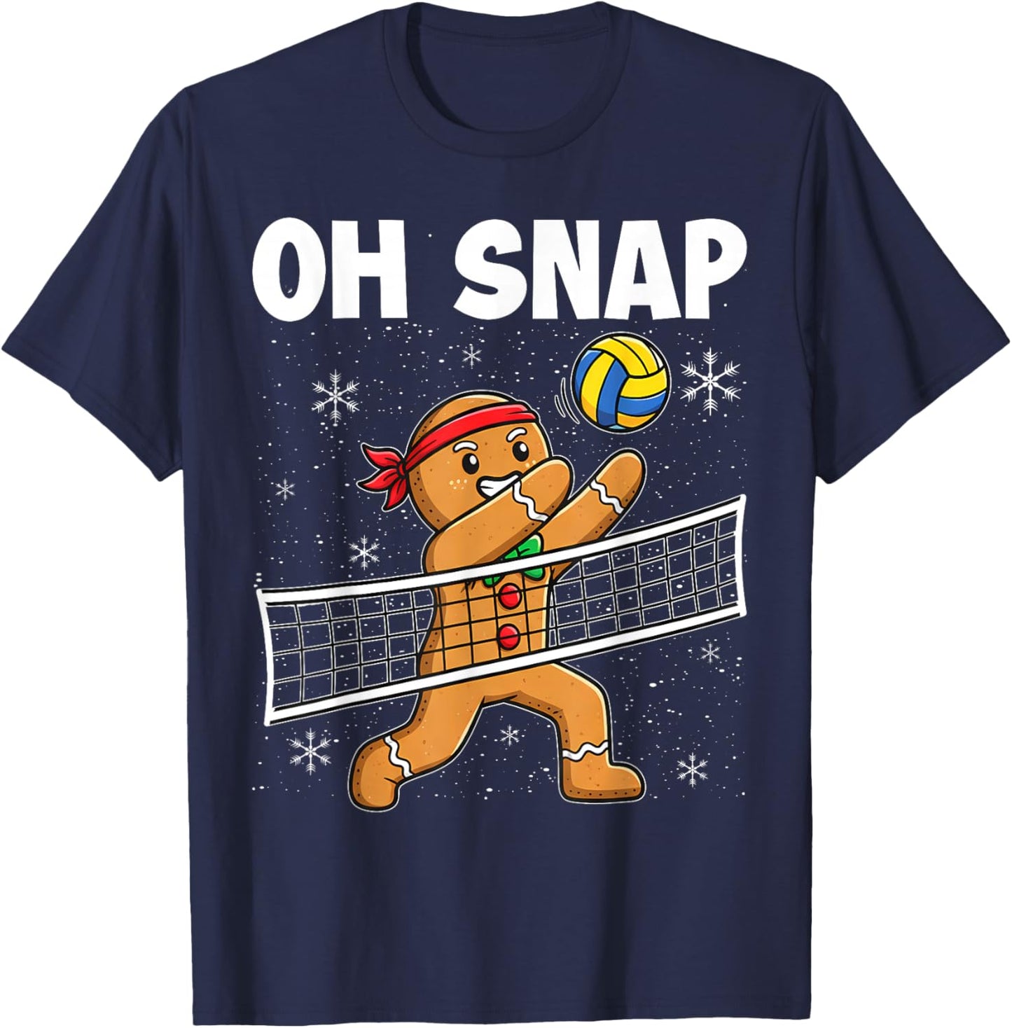 Oh Snap Gingerbread Man Christmas Volleyball T-Shirt - T-Shirt | Navy