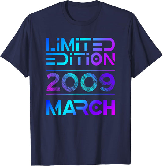 Limited Edition March 2009 Vintage 17. Birthday T-Shirt - T-Shirt | Navy