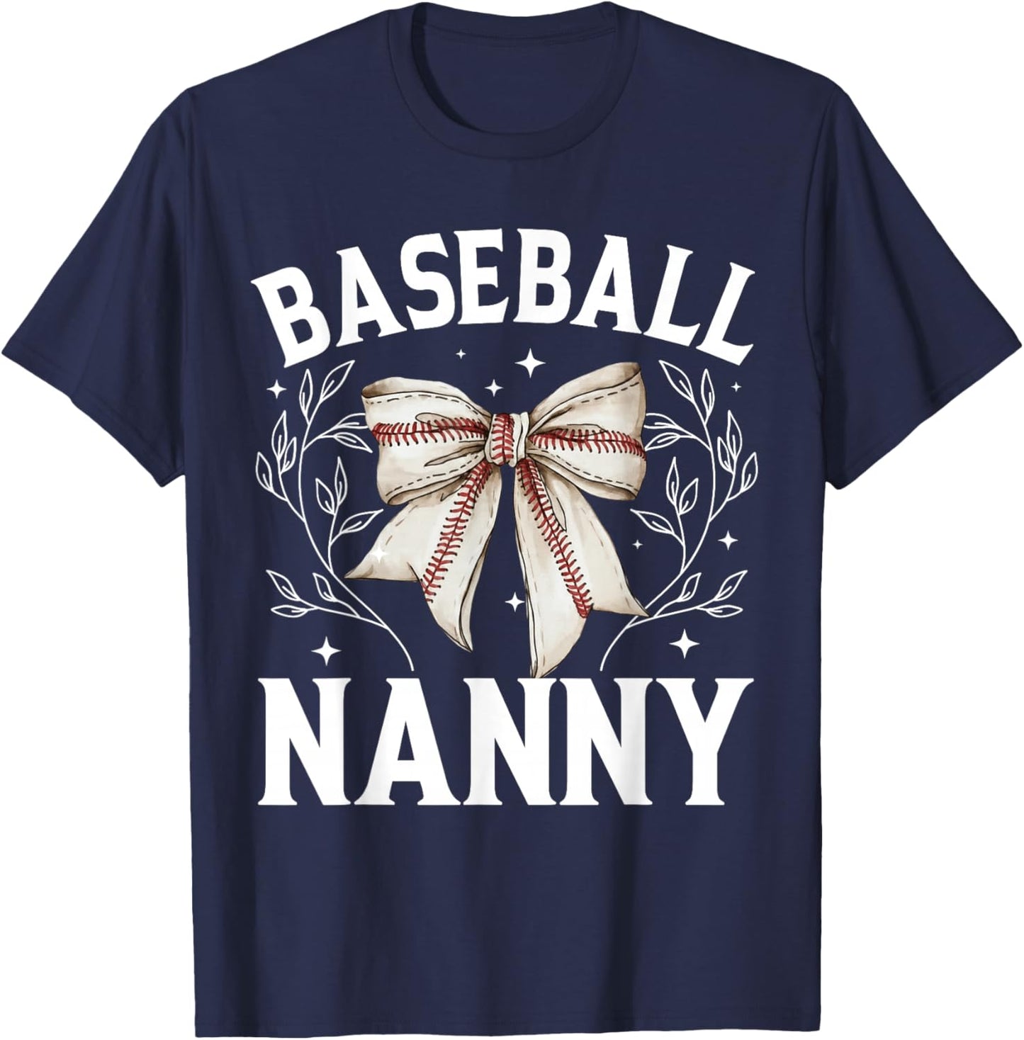 Baseball Nanny Baseball Coquette Bow T-Shirt - T-Shirt | Navy