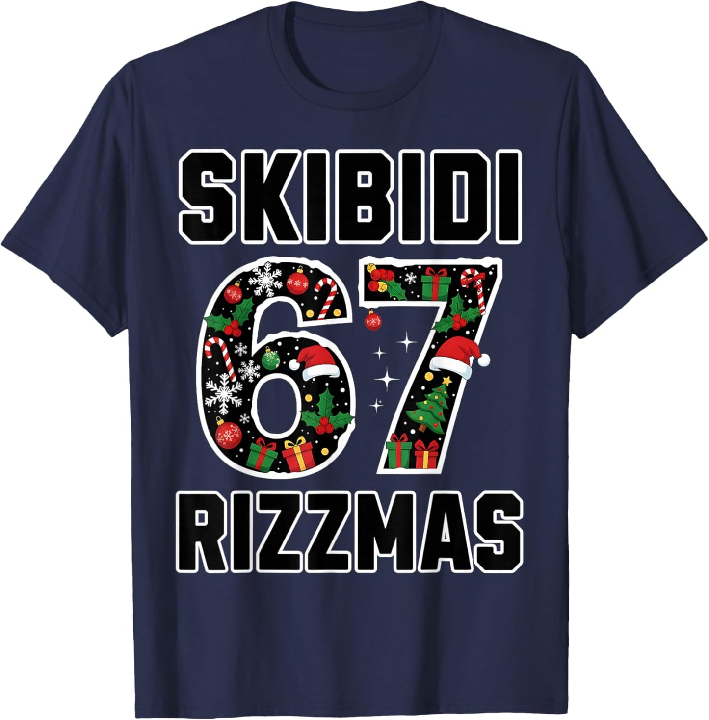 Rizz Christmas 67 Funny Xmas Gen Alpha Skibidi Rizzmas 67 T-Shirt - T-Shirt | Navy