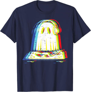 Halloween Ghost DJ Vintage EDM Costume Music Men Women Kids T-Shirt - T-Shirt | Navy