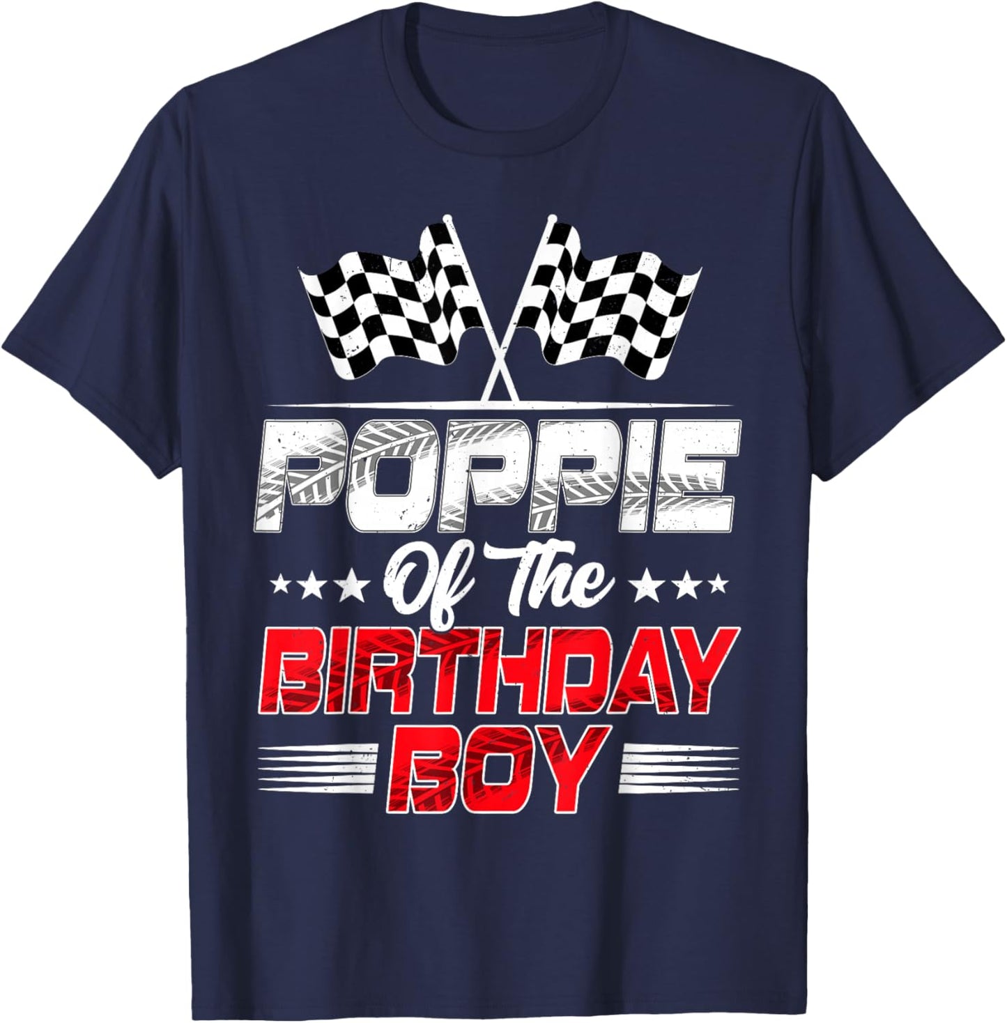 Poppie of The Birthday Boy Family Racing T-Shirt - T-Shirt | Navy