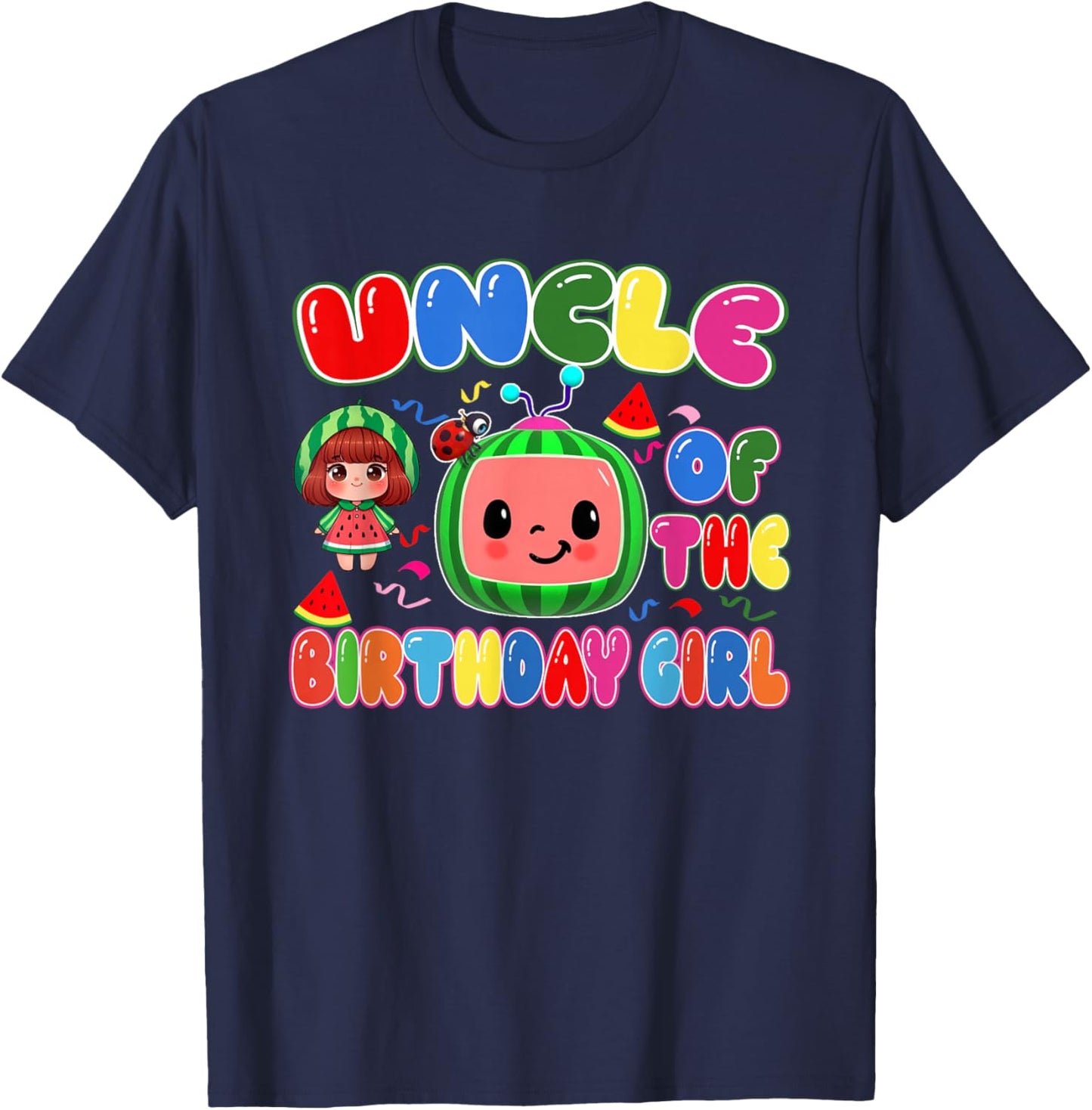 Uncle of The Birthday Girl Melon Family Matching Funny T-Shirt - T-Shirt | Navy