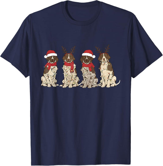 German Shorthair Pointer Christmas GSP Mom Dad T-Shirt - T-Shirt | Navy