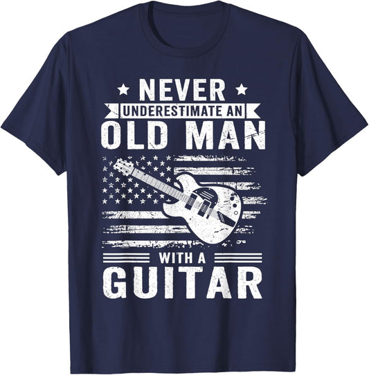Never Underestimate an Old Man with A Guitar Player T-Shirt - T-Shirt | Navy