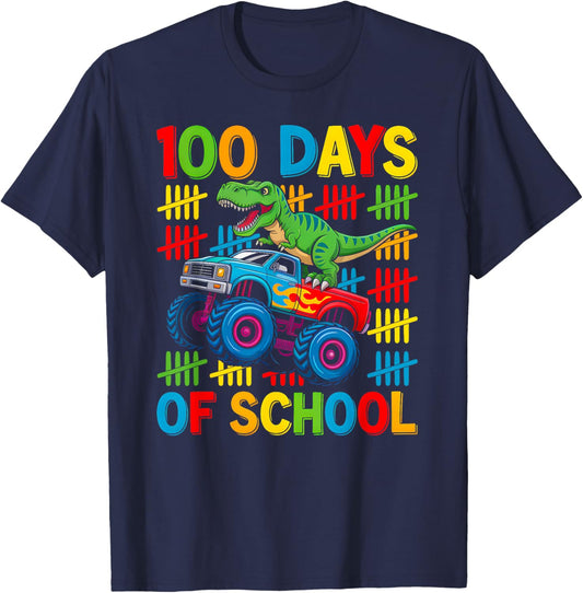 100 Days of School Trex 100 Days Smarter 100th Day of School T-Shirt - T-Shirt | Navy
